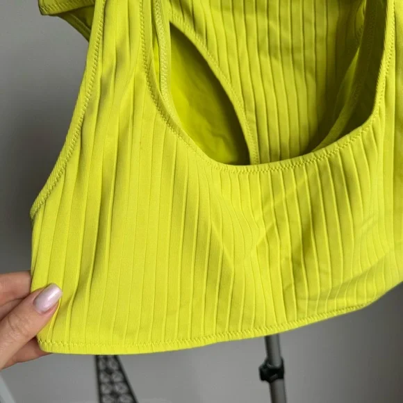NWT Solid & Striped Elle Ribbed Bikini Top & Bottom Chartreuse Set of 2 pcs - Picture 7 of 11